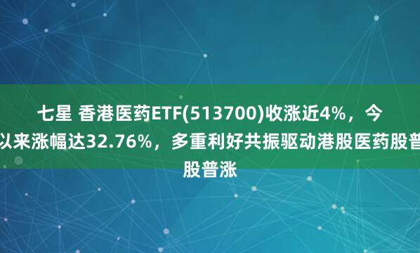 七星 香港医药ETF(513700)收涨近4%，今年以来涨幅达32.76%，多重利好共振驱动港股医药股普涨