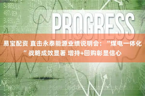 易宝配资 直击永泰能源业绩说明会：“煤电一体化”战略成效显著 增持+回购彰显信心