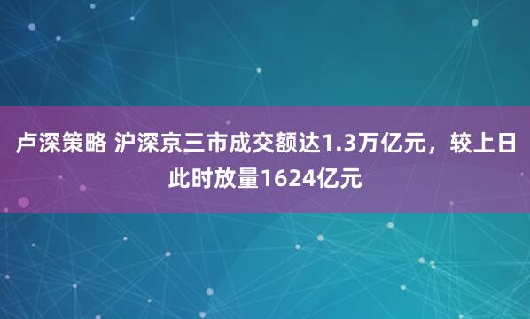 卢深策略 沪深京三市成交额达1.3万亿元，较上日此时放量1624亿元