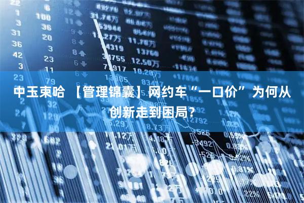 中玉束哈 【管理锦囊】网约车“一口价” 为何从创新走到困局？